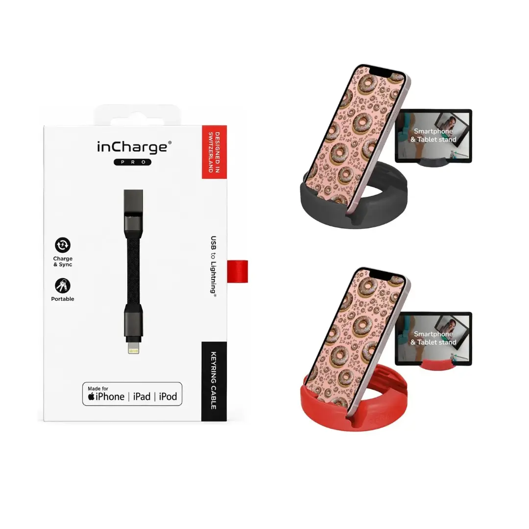 Pack Cable USB-A a Lightning + 2 Soportes GoDonut